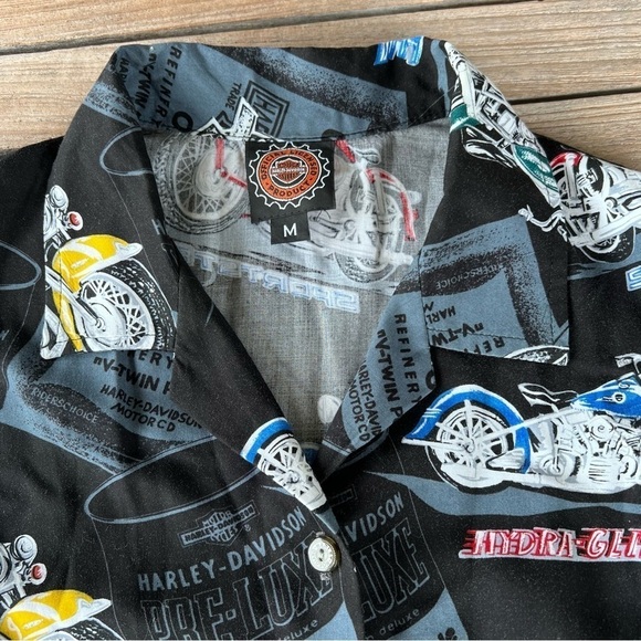 Vintage Harley-Davidson x Tori Richard Button Front Sleeveless Top Medium Hawaii - Picture 3 of 13